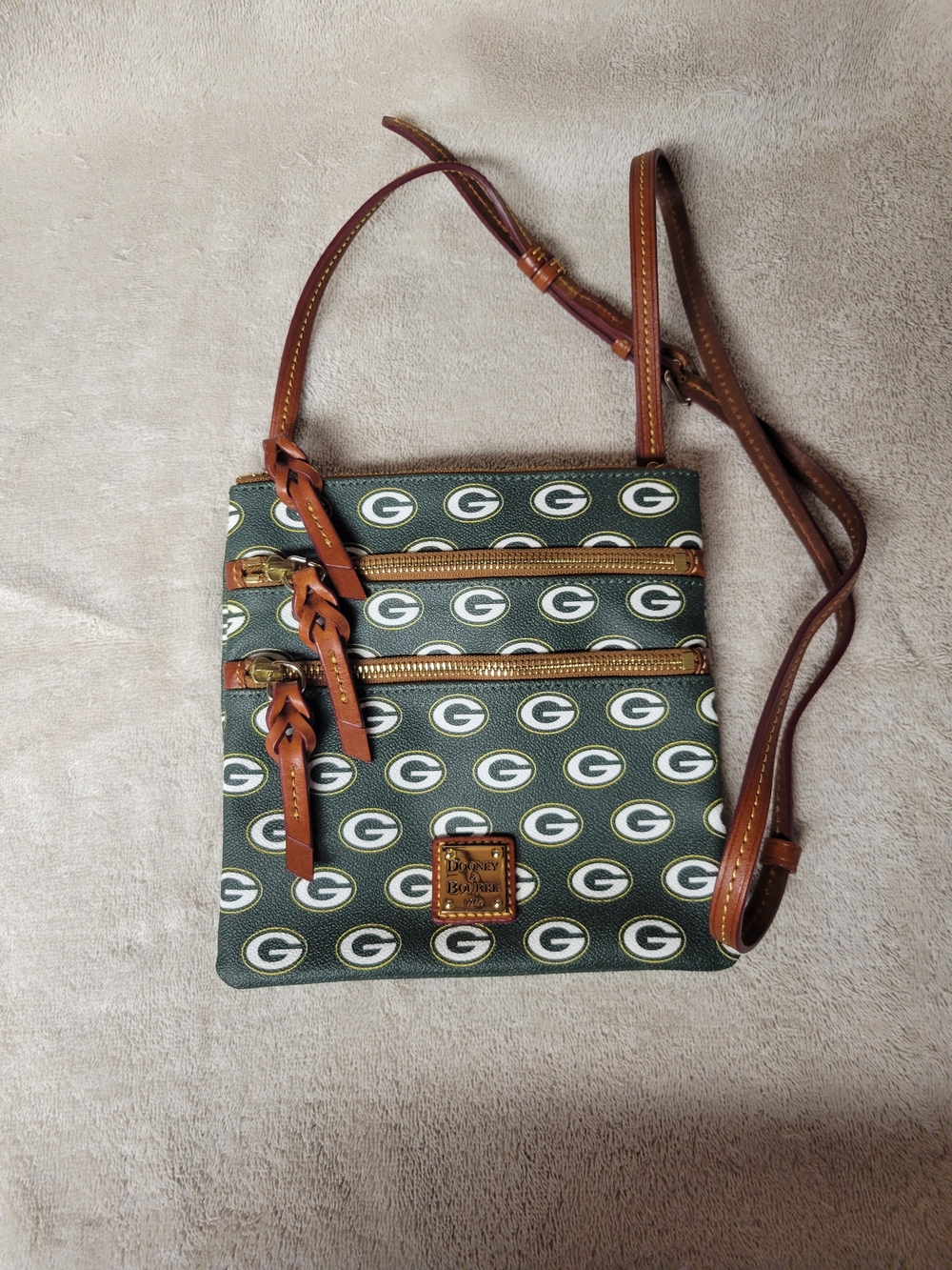 Dooney & Bourke Green NFL Crossbody Bag - Zip Pockets